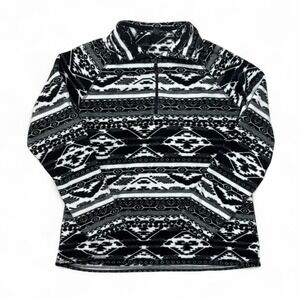Eddie Bauer Black Aztec Fleece Pullover‎ Sweater Women's XL Quarter Zip Western